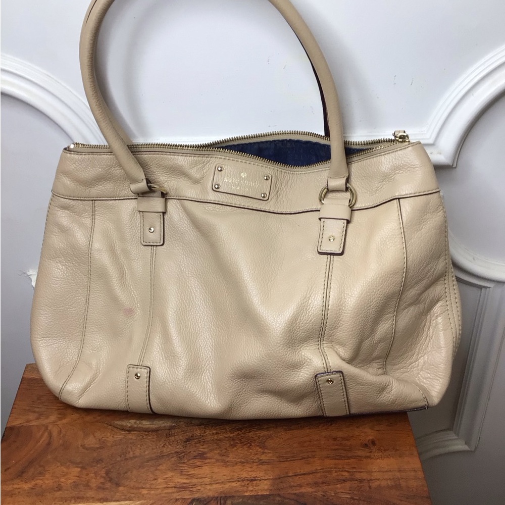 Kate Spade Beige Leather Tote Bag